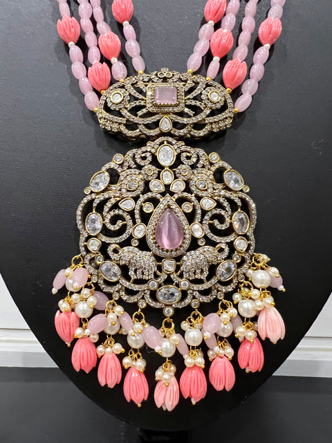 Victorian CZ Beaded Necklace Set