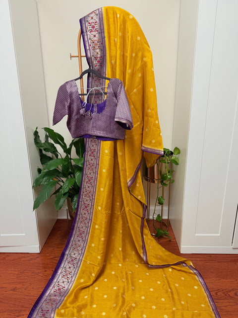 Warm silk saree with paithani border