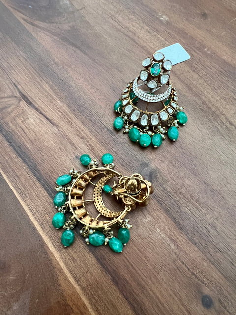 Pure 925 Silver Moissanite Chandbali Earrings