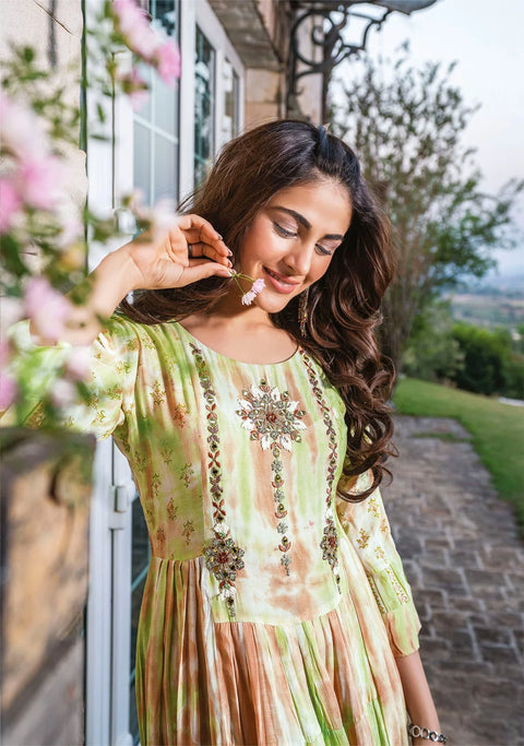 Pure Muslin Handwork Designer Frock/Dress