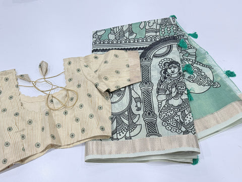 Kalamkari Tissue Silk Saree