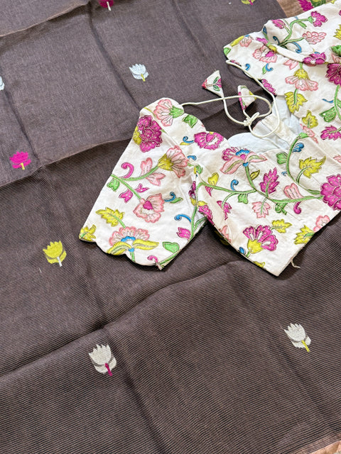Pure Tissue Linen Saree
