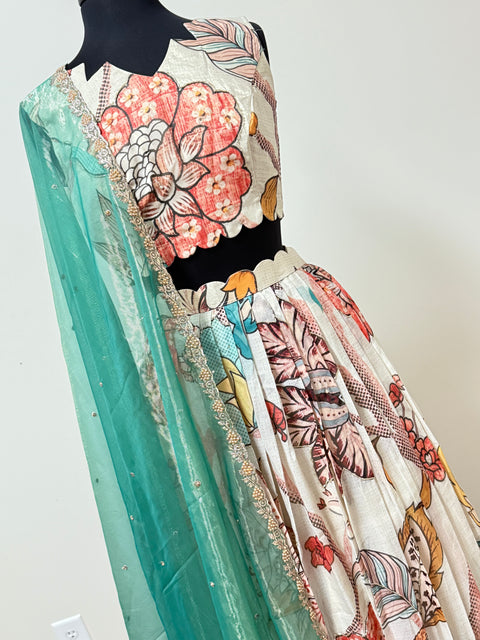 Women Large - Soft Organza Silk Lehanga Set