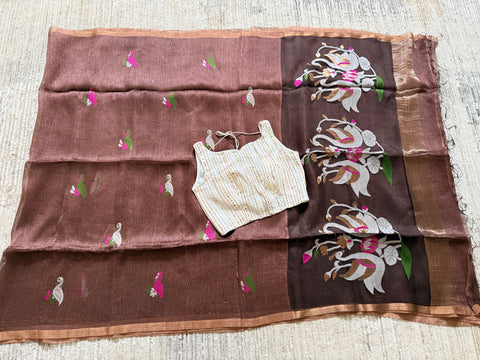 Pure Silk Linen Saree