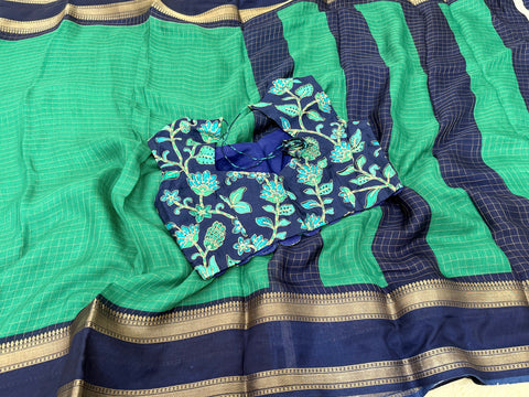Georgette Saree with Kalamkari Blouse