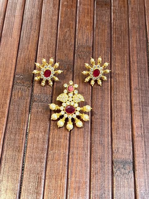 Pure 925 Silver CZ Pendant and Earrings