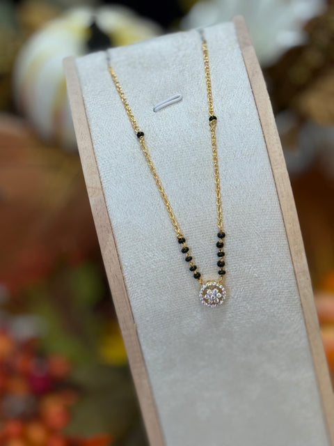 Pure 925 Silver CZ  Black Beads Necklace