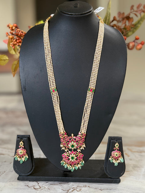 Pachi Kundan Jadau Rice Pearl Necklace
