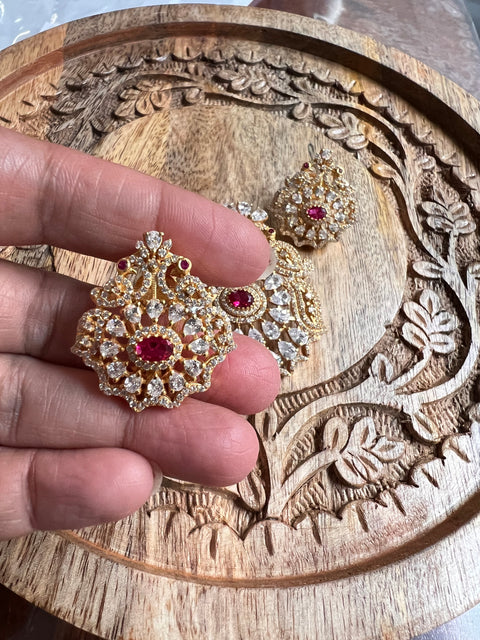 Pure 925 Silver CZ Pendant & Earrings Set