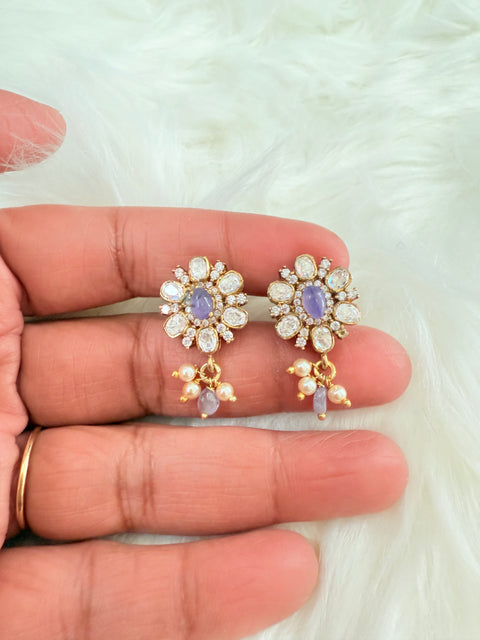 Pure 925 Silver Victorian Amethyst Moissanite Earrings