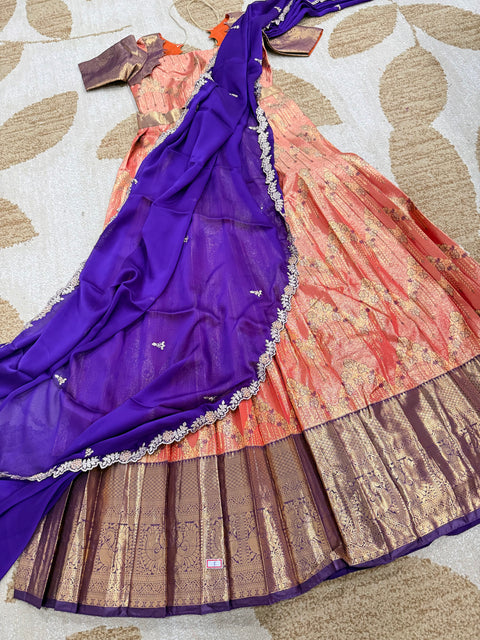 Teen Lehangas - Premium Kanchi Pattu Lehanga Set