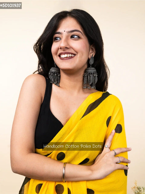 Handloom Cotton Polka Dots Saree