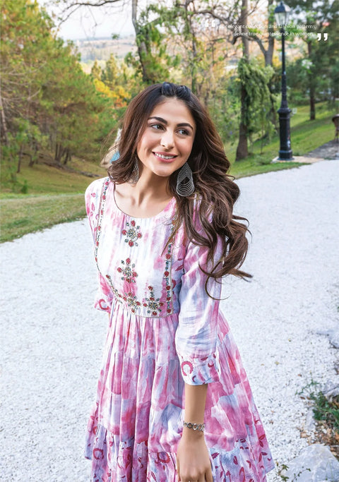 Pure Muslin Handwork Designer Frock/Dress