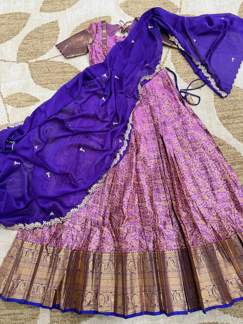 Teen Lehanga - Premium Kanchi Pattu Lehanga Set