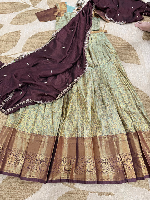 Teen Lehangas - Premium Kanchi Pattu Lehanga Set