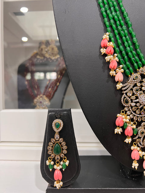 Victorian CZ Beaded Necklace Set
