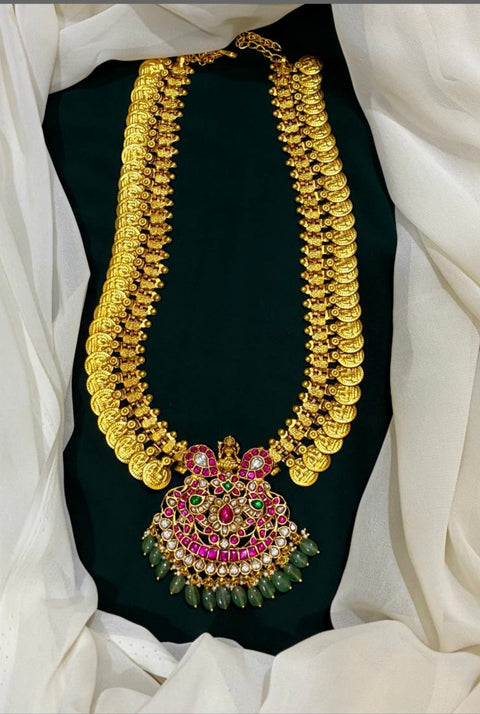 Pachi Kundan Jadau Kasu Necklace