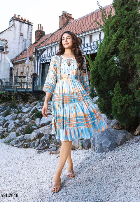 Pure Muslin Handwork Designer Frock/Dress