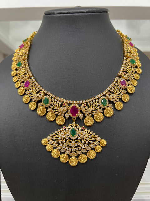 One Gram Gold Lakshmi Kasu Necklace set