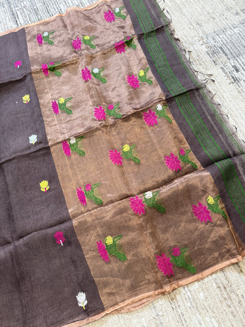 Pure Tissue Linen Saree