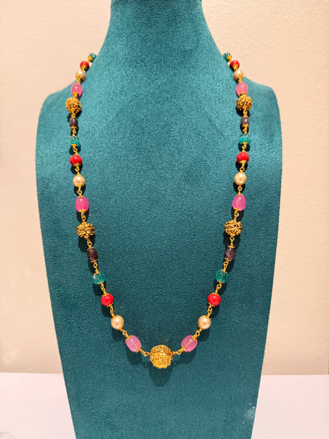 Pure 925 Silver Navratna Necklace / Mala