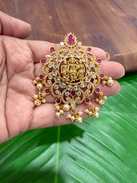 Pure 925 Silver CZ Ram Parivar Pendant