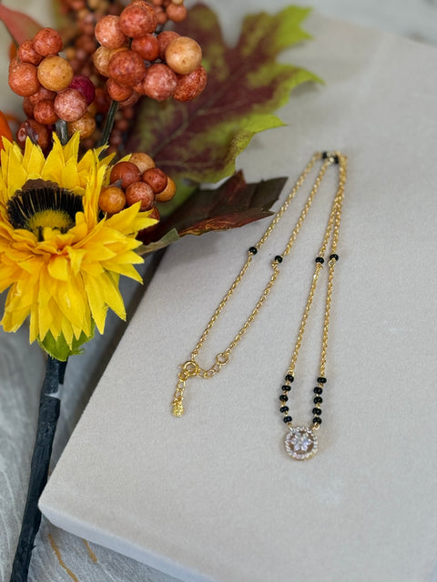 Pure 925 Silver CZ  Black Beads Necklace