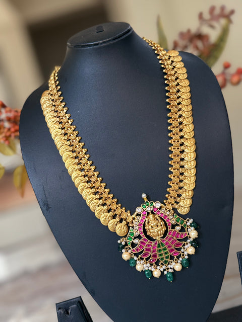Pachi Kundan Jadau Kasu Necklace