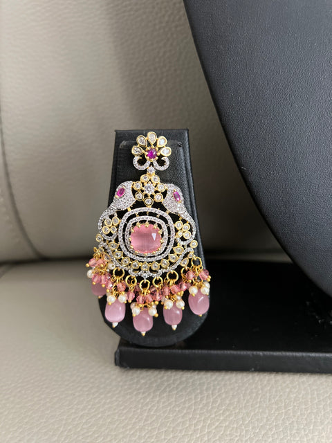 Pink CZ Beaded necklace set.