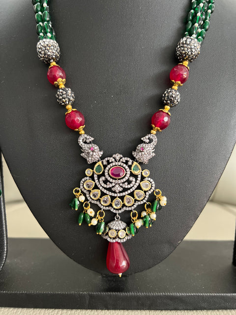 Victorian CZ Beaded Necklace Set