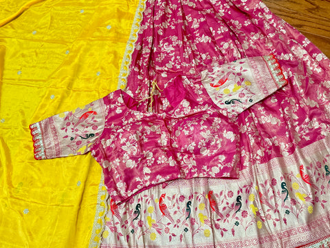 XXL - Tissue Paithani Brocade Lehanga Set