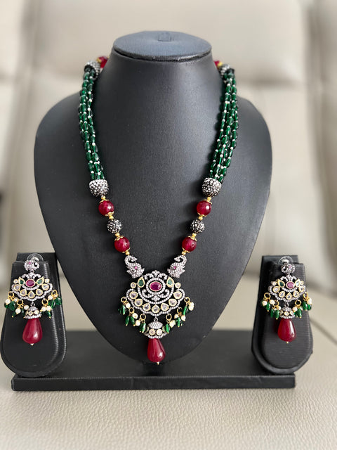 Victorian CZ Beaded Necklace Set
