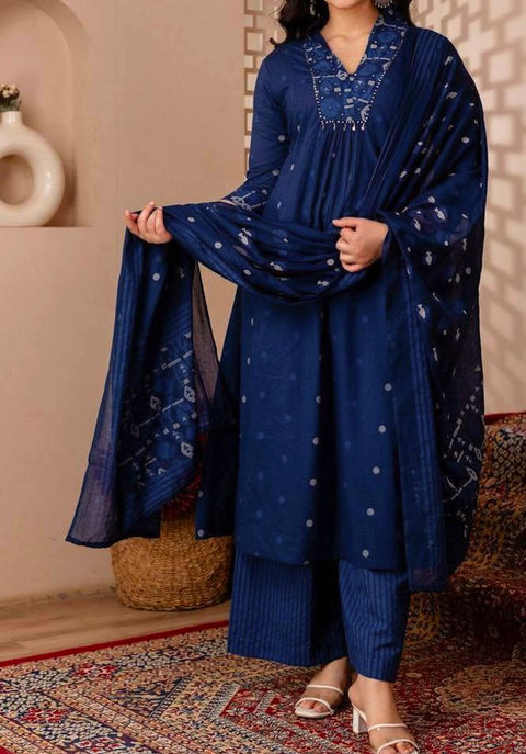 Pure cotton Kurti Pant Dupatta Set