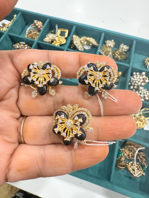 Pure 925 Silver CZ Pendant & Earrings Set