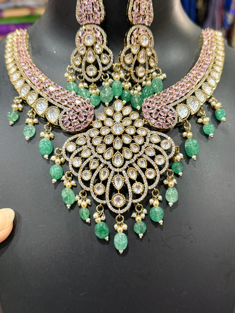 Trendy polki necklace set
