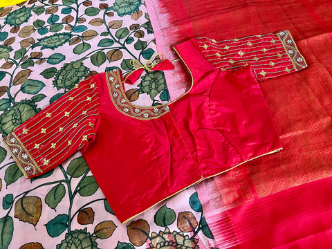 Pure Gadwal Pattu Saree with Maggam Work Blouse