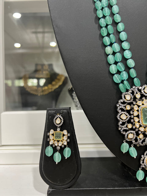 Victorian CZ Monalisa Beads Necklace Set