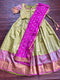 Teen/Adult Large - Tissue Kuppadam Rangoli Crop Top Lehanga Set