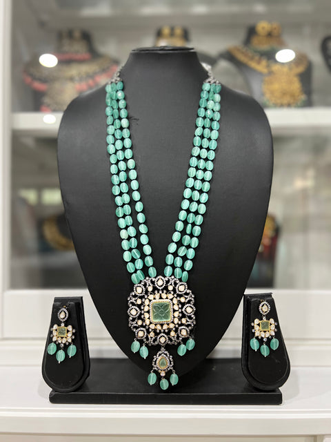 Victorian CZ Monalisa Beads Necklace Set