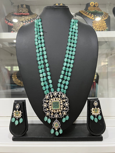 Victorian CZ Monalisa Beads Necklace Set