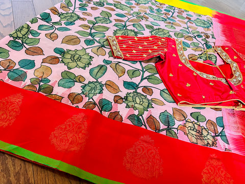 Pure Gadwal Pattu Saree with Maggam Work Blouse