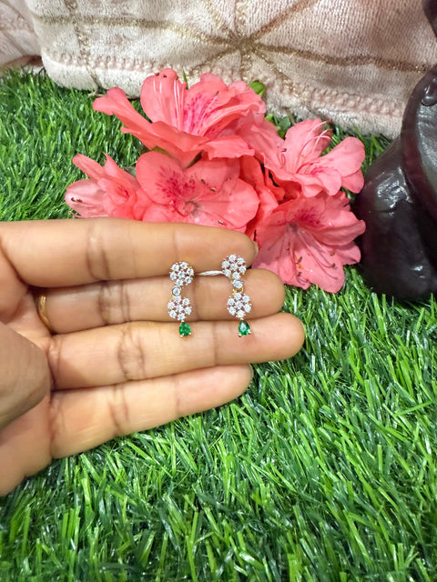 Pure 925 Silver CZ Earrings Set