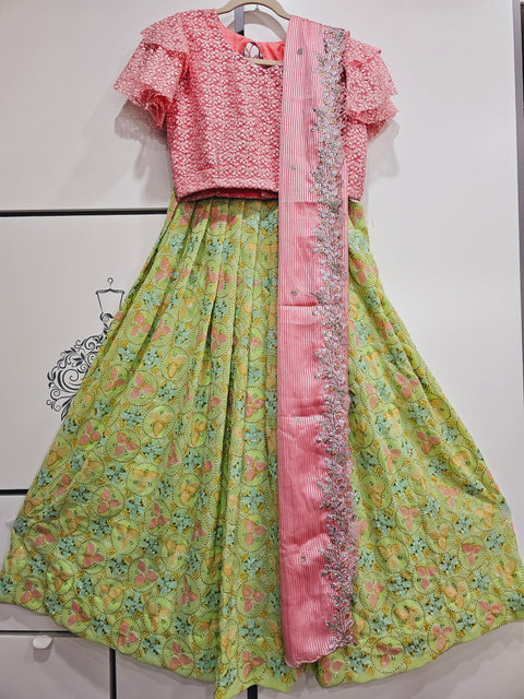 10-15 yrs - Net Embroidered Lehanga Set