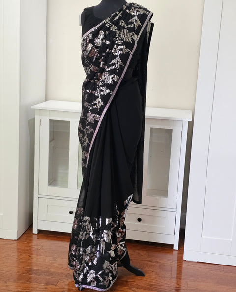 Designer Georgette Sequins Saree