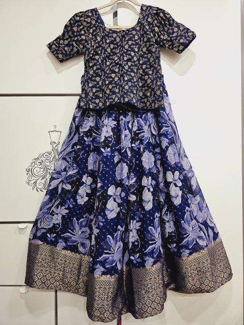 10-15 yrs - Georgette silk Embroidered Lehanga Set