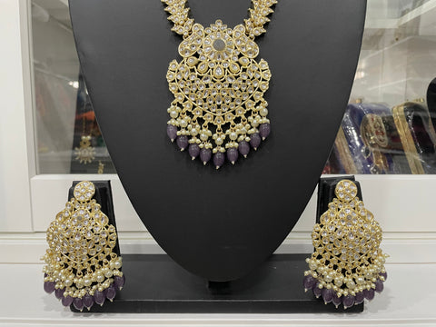 Kundan  Beaded Long necklace Set