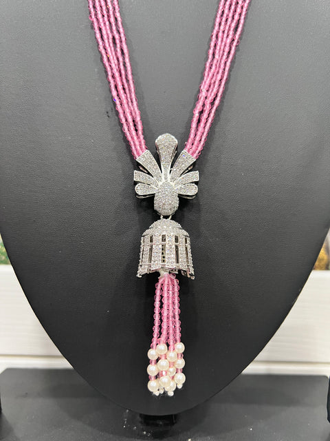 Pink Crystal long  Necklace