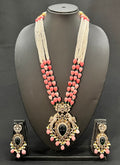 Victorian CZ Coral Beads Necklace Set