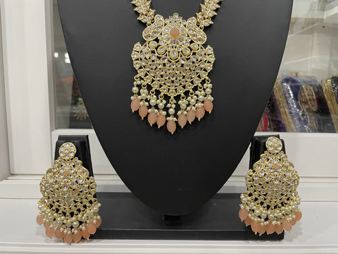 Kundan  Beaded Long necklace Set