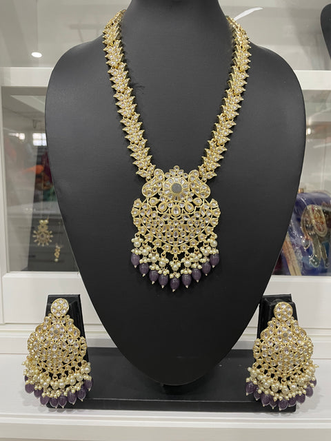 Kundan  Beaded Long necklace Set